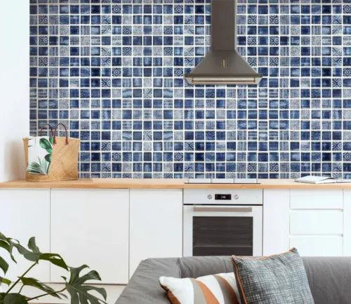 3D Blue Tile ZHUA7297 Wallpaper Wall Murals Removable Self-adhesive Amy - Furniture4Design