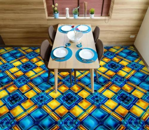 3D Blue Tiles 0220NA Floor WallPaper Murals Wall Print 5D AJ WALLPAPER AU Fay - Furniture4Design