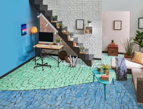 3D Blue Tiles 3748NA Floor WallPaper Murals Wall Print 5D AJ WALLPAPER AU Fay - Furniture4Design