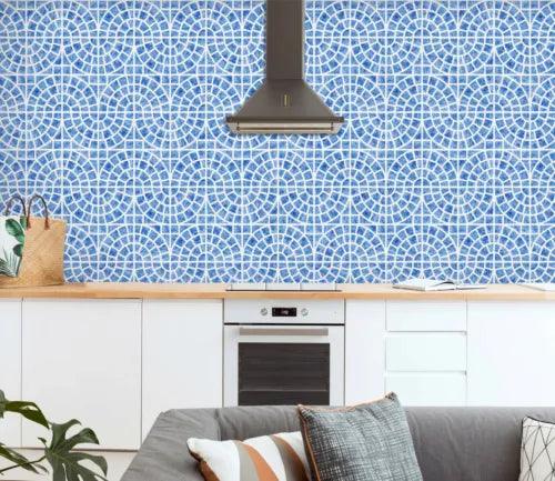 3D Blue Tiles Texture 25653NA Wallpaper Wall Murals Removable Wallpaper Fay - Furniture4Design