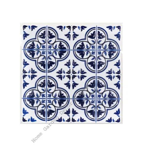 3D Blue White Floral Peel Stick Vinyl Wall Tile Backsplash Lightweight 12" - Furniture4Design