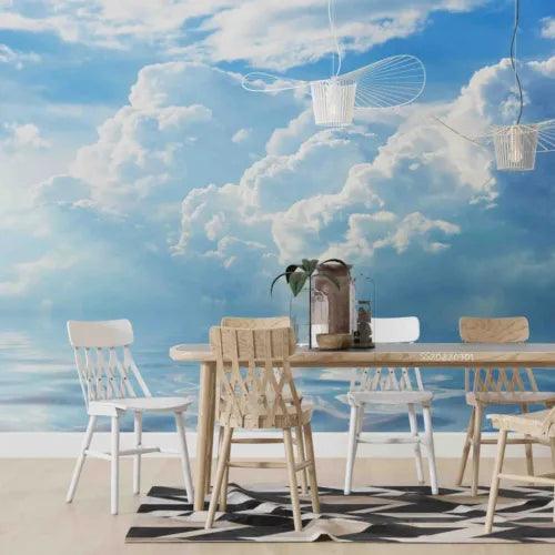 3D Bluesky Cloud Sea Blue Self-adhesive Removeable Wallpaper Wall Mural1 1667 - Furniture4Design