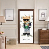 3d Boy Counting Money Painting Self-adhesive Lovely Dog Poster Door Adorn Decal - Furniture4Design