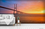 3D Bridge Sea Sunrise Sky Self-adhesive Removeable Wallpaper Wall Mural1 4125 - Furniture4Design