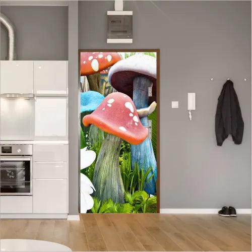 3D Bright Mushrooms Door Stickers Bedroom Wall Murals Living Room Home Decals - Furniture4Design