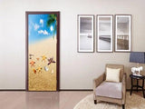 3D Bright Sunshine Shells Beach Self-adhesive Door Stickers Wall Murals Decals - Furniture4Design