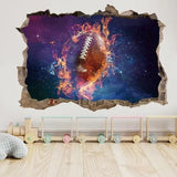 3D Broken Wall Creative Rugby Basketball Football Baseball Fire Wall Sticker DYI - Furniture4Design