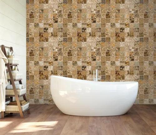 3D Brown Grid ZHU020 Texture Tiles Marble Wallpaper Wall Mural Removable Zoe - Furniture4Design