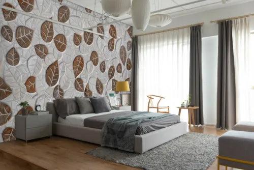 3D Brown Leaf Tile ZHUA691 Wallpaper Wall Murals Removable Self-adhesive Zoe - Furniture4Design