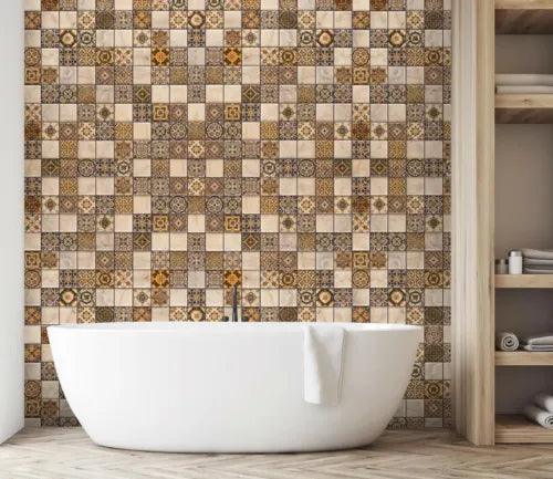 3D Brown Tile Pattern 17590NA Wallpaper Wall Murals Removable Wallpaper Fay - Furniture4Design