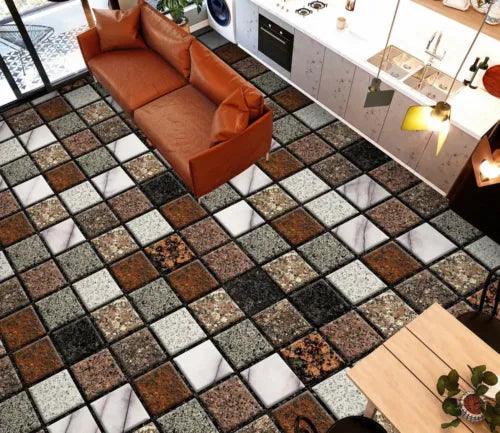 3D Brown Tiles Pattern 24538NA Floor WallPaper Murals Wall Print Decal Fay - Furniture4Design