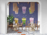 3D Bubble Tea Straw Cream Letter Self-adhesive Removeable Wallpaper Wall Mural1 - Furniture4Design