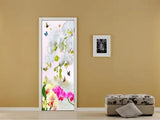 3D Butterflies Flowers upon a Lake Self-adhesive Living Room Door Sticker Murals - Furniture4Design