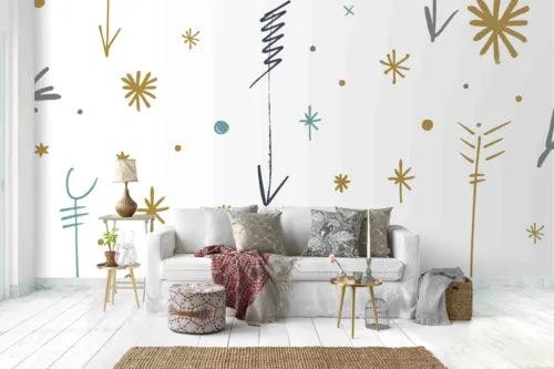 3D Cartoon Snowflake Circle Self-adhesive Removeable Wallpaper Wall Mural1 1128 - Furniture4Design