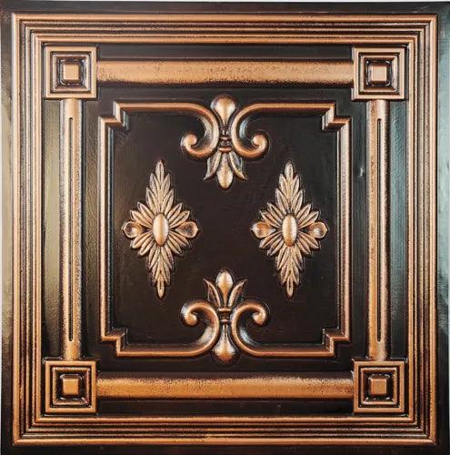 3D Ceiling Tile PVC Stereo Painting Wall Panel PL63 Traditional copper 10pc - Furniture4Design