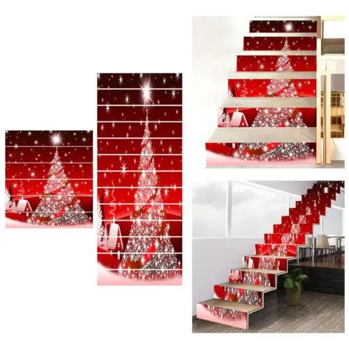 3D Christmas Stair Stickers Stair Decals Removable Wall Stickers Murals for - Furniture4Design