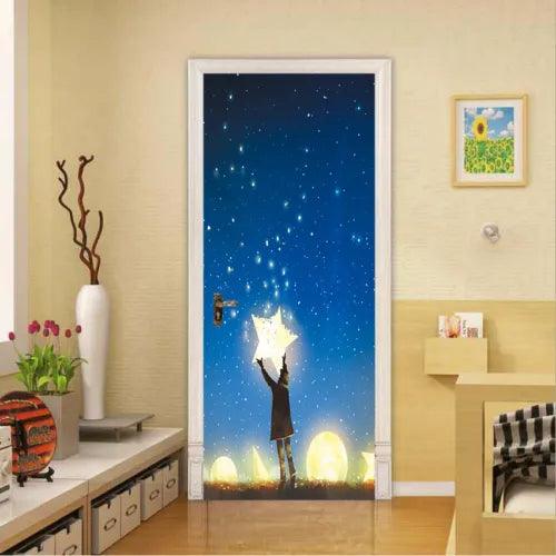 3D Dark Night Shining clusters of stars Self-adhesive House Door Sticker Murals - Furniture4Design