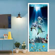 3D Dolphins Fishes Self-adhesive Door Sticker Wall Mural Poster for Kids Bedroom - Furniture4Design