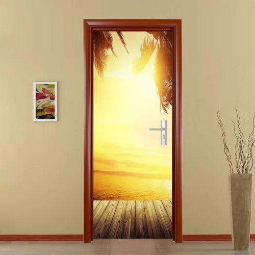 3D Door Mural Art Sticker Removable Self Adhesive Wall Decals Home Decor Sunset - Furniture4Design