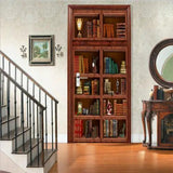 3D Door Stickers Decal Rustic Bookshelf Self Adhesive Mural Wallpaper - Furniture4Design