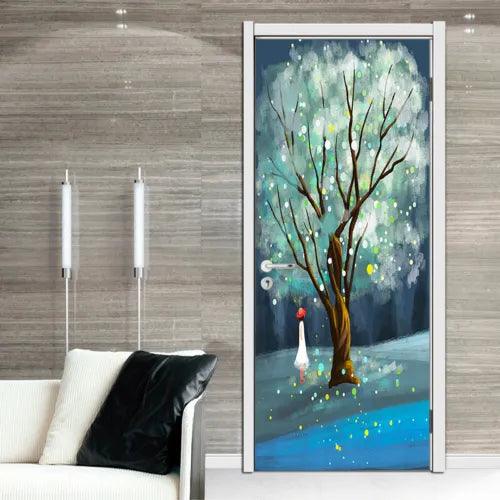 3D Dreamy Tree Painting Self-adhesive Bedroom Door Poster Wall Murals Home Decor - Furniture4Design