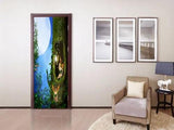 3D Elves in Green Trees Self-adhesive Kid's Bedroom Door Murals Wall Stickers - Furniture4Design