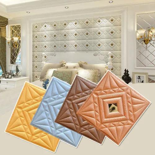 3D Embossed Tiles Self Adhesive Wall Stickers Stick On Home Decoration 30*30cm - Furniture4Design