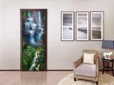 3D Fantasy Waterfall Flowers Living Room Door Murals Bedroom Wall Stickers - Furniture4Design