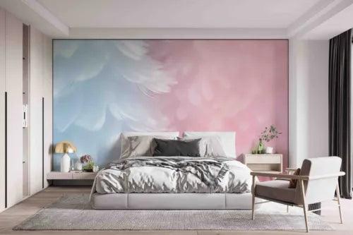 3D Feather Pink Self-adhesive Removeable Wallpaper Wall Mural1 881 - Furniture4Design