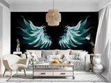 3D Feather Wing Black Self-adhesive Removeable Wallpaper Wall Mural1 1075 - Furniture4Design