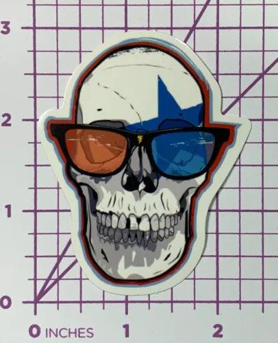 3D Glasses wearing Skull with Blue Star Eye - PVC Vinyl Decal Sticker Durable - Furniture4Design