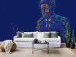 3D Graffiti Person Floral Blue Self-adhesive Removeable Wallpaper Wall Mural1 - Furniture4Design