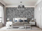 3D Graffiti Rabbit Love Gray Self-adhesive Removeable Wallpaper Wall Mural1 1180 - Furniture4Design