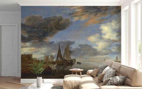 3D Grassland Sailing River Self-adhesive Removeable Wallpaper Wall Mural1 1549 - Furniture4Design