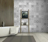 3D Gray Flower ZHU015 Texture Tiles Marble Wallpaper Wall Mural Removable Zoe - Furniture4Design