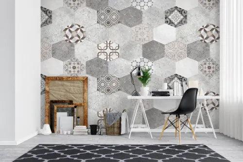 3D Gray Tiles G7802 Wallpaper Wall Murals Removable Self-adhesive Erin - Furniture4Design