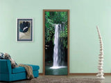 3d Green Forest Waterfall Self-adhesive Bedroom Door Adorn Mural House Embellish - Furniture4Design