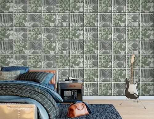 3D Green Gray Tiles G2082 Wallpaper Wall Murals Removable Self-adhesive Erin - Furniture4Design