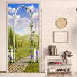 3D Green Lawn Blue Sky Poster Wall Mural Door Mural Self-adhesive Door Sticker - Furniture4Design