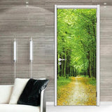 3D Green Lush Forest Self-adhesive Door Stickers House Decal Wall Door Murals - Furniture4Design