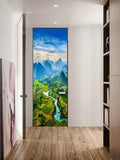 3D Green Mountains Stream Self-adhesive Living Room Door Stickers Wall Murals - Furniture4Design