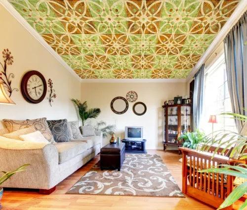 3D Green Tile Petals NA3469 Ceiling WallPaper Murals Wall Print Decal AJ US Fay - Furniture4Design