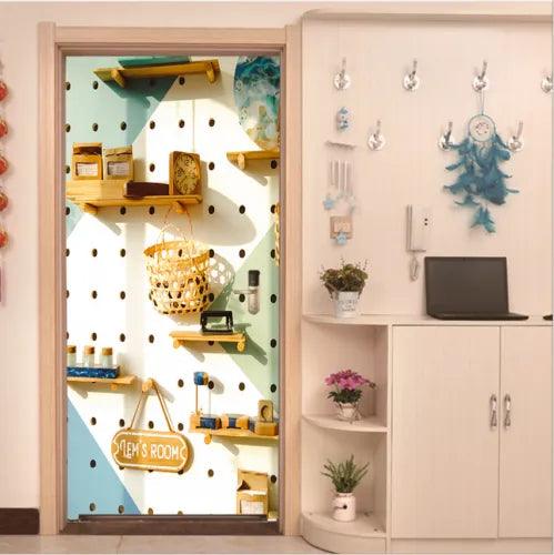 3D Hanging Basket on The Wall Wallpaper Self-adhesive Door Stickers Door Mural - Furniture4Design