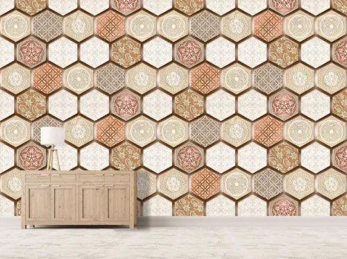 3D Hexagonal Tiles G4373 Wallpaper Wall Murals Removable Self-adhesive Erin - Furniture4Design