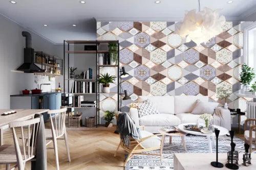 3D Hexagonal Tiles G7057 Wallpaper Wall Murals Removable Self-adhesive Erin - Furniture4Design