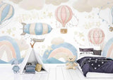 3D Hydrogen Balloon Aircraft Star Self-adhesive Removeable Wallpaper Wall Mural1 - Furniture4Design