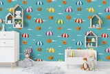 3D Hydrogen Balloon Cloud Green Self-adhesive Removeable Wallpaper Wall Mural1 - Furniture4Design