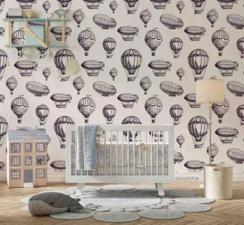 3D Hydrogen Balloon Sky White Self-adhesive Removeable Wallpaper Wall Mural1 - Furniture4Design