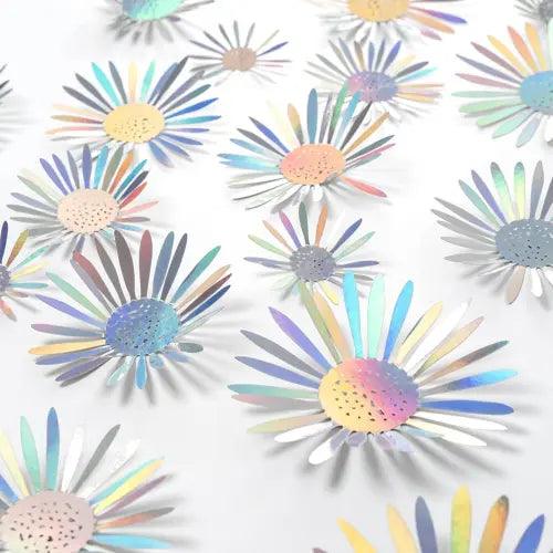 3D Iridescent Flower Decal Removable Holographic Daisy Wall Sticker Living Room - Furniture4Design