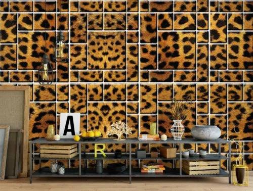 3D Leopard Pattern Tiles 26830NA Wallpaper Wall Murals Removable Wallpaper Fay - Furniture4Design